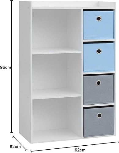 Urban living Meuble de Rangement Enfant 3 Niches Boy - 62 x H. 96 cm - Bleu - Nail Gallerys