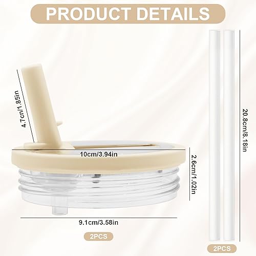 Druuzyl 2Pcs Couvercles de Remplacement 40oz pour Stanley Cup – Compatible avec Quencher H2.0 FlowState, Anti-Fuite et Anti-Poussière, Inclut 2 Pailles, Couvercle Réutilisable pour Tumbler (Beige) - Nail Gallerys