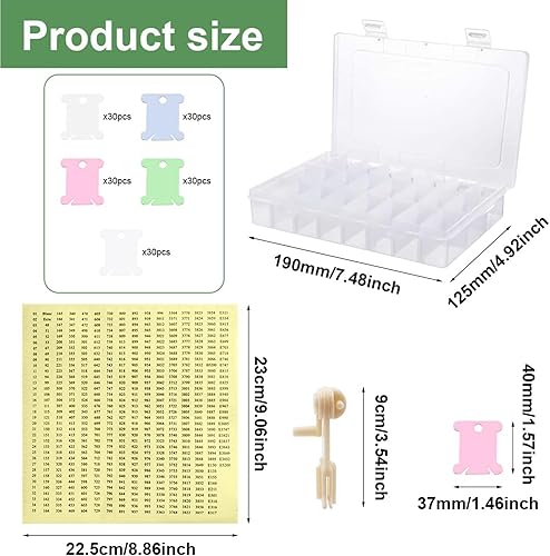 Lot de 150 organiseurs de fils à broder, boîte de rangement en plastique coloré avec numéros autocollants, accessoires de point de croix, organiseur de fils pour point de croix pour loisirs créatifs - Nail Gallerys