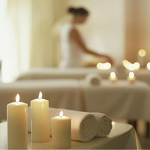 Horeca Candles - Bougies Piliers - Ivoire - Ø 8 x 15 cm - Lot de 4 Bougies Décoratives pour la Maison - Longue Durée 60 Heures - Cire Non Parfumées - Pour la Maison, Mariage, Fêtes et la Restauration - Nail Gallerys