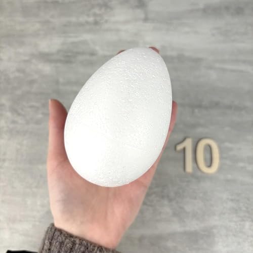 Lealoo Lot de 10 Oeufs de 10 cm de Haut en polystyrène Blanc Plein, Diamètre 8 cm, densité supérieure - Nail Gallerys