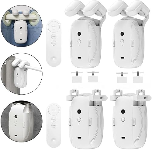 Besttoolifes Ouvre-rideau à télécommande : barre romaine/T-track/rail en U Moteur silencieux automatique pour rideaux - Moteur électrique intelligent (1 poteau romain) - Nail Gallerys