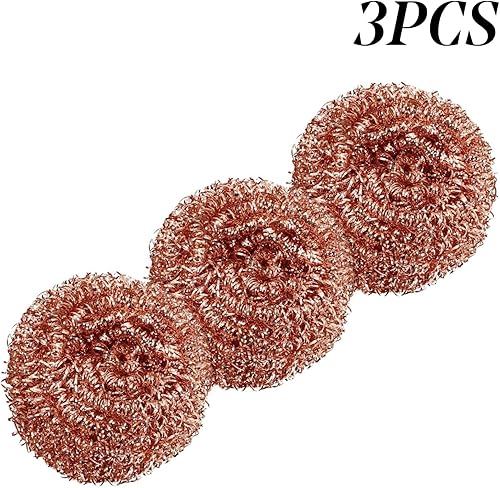Lot de 3 tampons à récurer recyclables en fil métallique – Cuivre en spirale – Longue durée de vie pour le nettoyage – Brosse à récurer robuste - Nail Gallerys