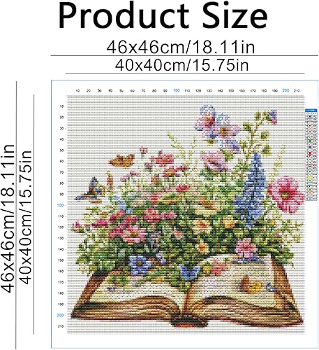Huacan Kit Point de Croix Pré - Imprimé Fleurs Modèle Tissu de Grille 11CT DIY Kits de Broderie D'art Faites à La Main pour Adultes Débutants 40 x 40 CM - Nail Gallerys