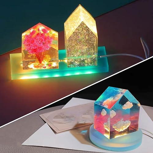 Lot de 2 moules en silicone pour maison - Moule à béton - Moule en résine époxy - Moule en plâtre - Bricolage - Moule en résine - Moule en résine époxy - Pour bougies, savons, serre-livres, ornements - Nail Gallerys