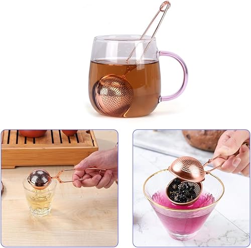 Boule de passoire à thé, infuseur à thé en acier inoxydable avec longue poignée filtre à thé pince à mailles fines pour la maison, la cuisine, le thé en vrac, les épices - Nail Gallerys