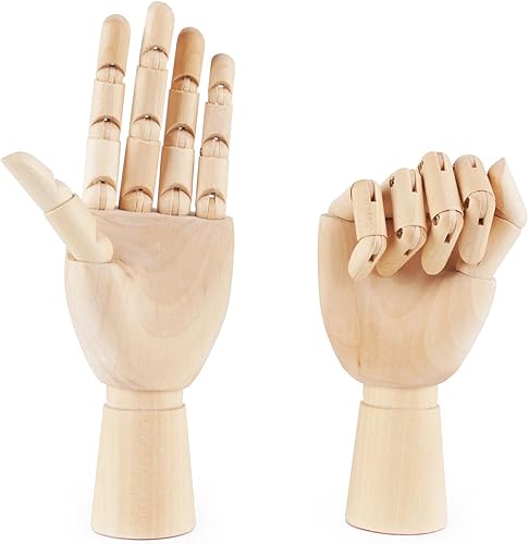 Main de mannequin en bois articulée PDFans, pour art, dessin et présentation - Main gauche Left+Right Hands - Nail Gallerys