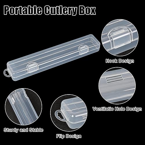 Mnsconkl Lot de 3 boîtes à couverts pour les déplacements - En plastique - 27 cm - Réutilisables - Pour l'extérieur, les voyages, le camping, l'école - Nail Gallerys