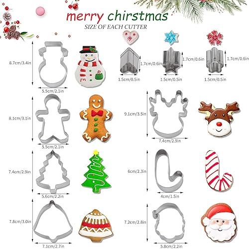 DERAYEE Lot de 10pcs Moule à Biscuit de Noël-Emporte Pièces Noël en Acier Inoxydable pour Décoration de Biscuits, Gâteau, Cookie Pâtisserie- Flocon de Neige, Renne, Arbre de Noël - Nail Gallerys