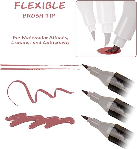 Feutre a Alcool Twinmarkers 121 Couleurs Marqueurs，Permanents Coloriage Pour Adultes Enfants，Brush Markers Pinceau Professionnel Dessin Double Tête Plus Blender Incolore (non free flowing mark pen） - Nail Gallerys
