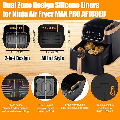 Moule Silicone Air Fryer, 20PCS Accessoire Air Fryer pour Ninja Max Pro 6,2L AF180EU AF140EU, Philips 6,2L, COSORI 5,5L, Rack-gril, brosse à huile, spatule, clip anti-scalding, gobelets à muffins - Nail Gallerys