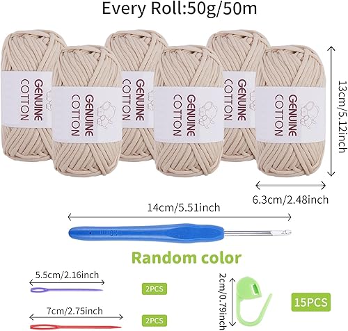 FOGAWA Lot de 6 Pelote Coton pour Crochet Fil Coton pour Débutants, Pelotes de Fil à Tricoter et à Crochet pour paniers, tapis (Rose, bleu clair, blanc, violet clair, jaune doré, vert d'automne) - Nail Gallerys