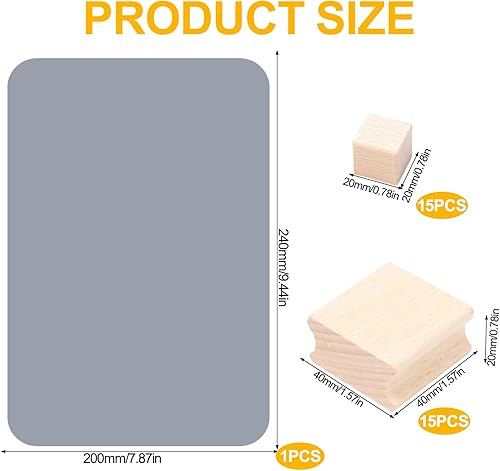 Rebanky 30 Pcs Tampon en Bois dur Vierge, Supports de Tampons en bois dur vierges 2cm/4cm avec Feuille de Tampon en Caoutchouc pour Graveur Laser, Bloc Bois Laser pour L'Artisanat - Nail Gallerys