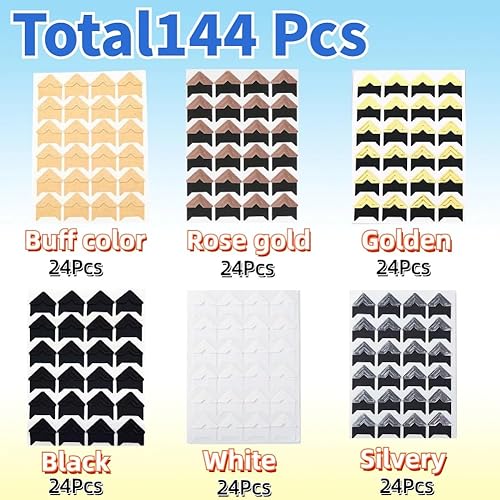 Autocollants pour Coins de Photos,144pcs Coins de Photos,Coins Adhésifs pour Photos,Coins Photo Auto-Adhésifs,Coins de Montage Photo pour Albums de Bricolage,Coins Photo pour Bricolage,pour DIY Album - Nail Gallerys
