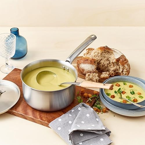 De Buyer - Casserole en inox 3 couches ALCHIMY - 18 cm - Fabriquée en France, Sans PFAS, Maîtrise de la Cuisson, Inox 18/10, Tous Feux + Four, Finition Poli Brossé, Gris - Nail Gallerys