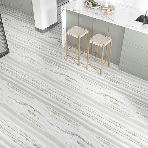 VEELIKE Dalle Adhesive Sol Effet Bois Beige Gris Carrelage Adhesif Sol Salle de Bain Carreaux Adhesif Cuisine Imperméable Sol PVC Adhesif Chambre Dalle PVC Sol Garage 1.5mm 30 cm x 30 cm 12 Pièces - Nail Gallerys