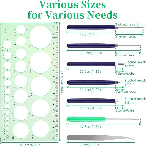 Bewudy Lot de 8 outils à fente pour paperolles, tailles assorties, stylo à aiguille, règle géométrique, loisirs créatifs, fabrication de cartes en papier, outils multifonctions à fente - Nail Gallerys