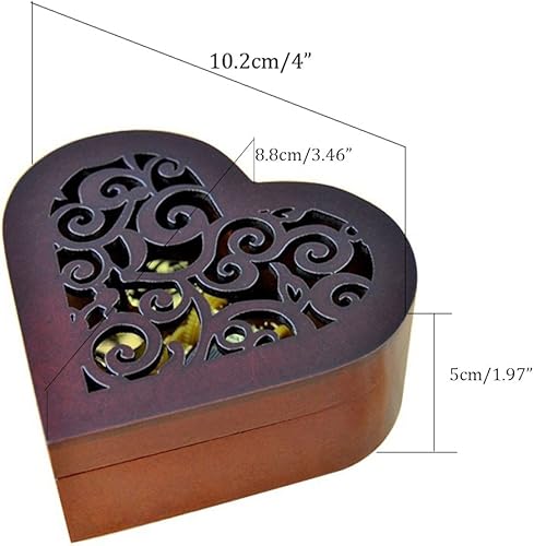 WESTONETEK Boîte à Musique Vintage en Forme de cœur avec mécanisme sculpté en Bois pour Noël, Anniversaire, Saint-Valentin, mélodie pour Elise - Nail Gallerys