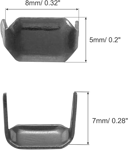 QUARKZMAN 100Pièces Agrafes en Laiton pour Cuir, Attaches à Deux Dents de 8mm pour Maintenir Les Passants de Ceinture en Cuir, Couleur Noir Armé - Nail Gallerys