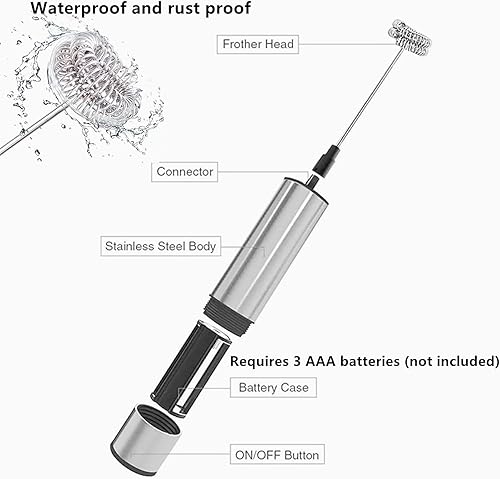 Mousseur à Lait Électrique, Mousseur à Lait en Acier Inoxydable, Mousseur à lait électrique portable, fouet mélangeur à mousse avec USB rechargeable 2 vitesses, mélangeur de mousse pour latte - Nail Gallerys