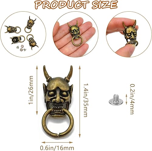 Niuhong 4 Pcs Crâne Rivets Conchos Avec Bouchon Vis Décoration Rivet Vis Cool Punk Artisanat Décoratif Rivets Cuir DIY Veste Ceinture Sac Main Réparations d'Accessoires d'Artisanat (A) - Nail Gallerys