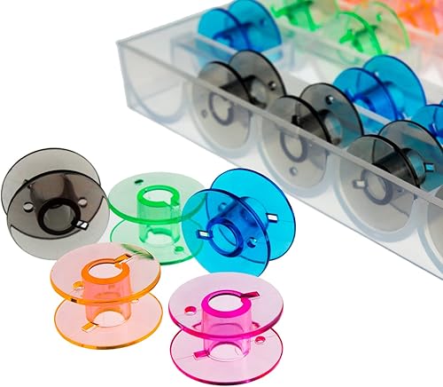 Faden & Nadel Lot de 25 bobines pour machine à coudre en plastique (25 bobines colorées dans une boîte) - Nail Gallerys