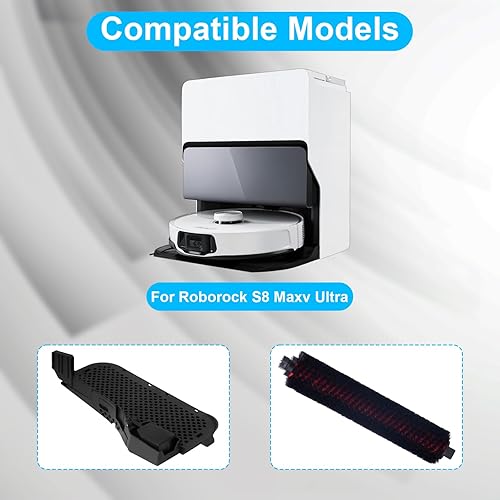 Fixbetter Brosse d'entretien et Filtre Eau Assembly Accessoires pour Roborock S8 MaxV Ultra Aspirateur, Compatible avec Roborock S8 MaxV Ultra 8-en-1 Station Automatique Tout-en-un - Nail Gallerys