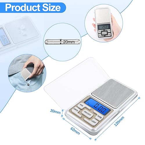 JOPHEK 0.01 g/500g Balances de Cuisine Precision, Balance de Cuisine 5 Unités de Mesure Écran LCD Rétroéclairé Mini Portable pour Aliments Bijoux Laboratoire Cuisine Voyage - Nail Gallerys