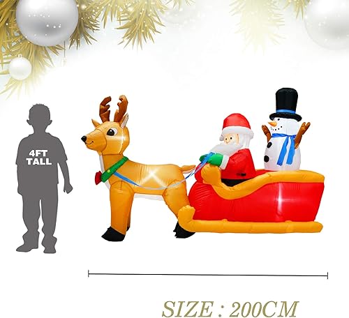 PARAYOYO Père Noël Gonflable de 2 m de Long - Cadeau de Noël avec Bonhomme de Neige - pour décoration de Noël - Nail Gallerys