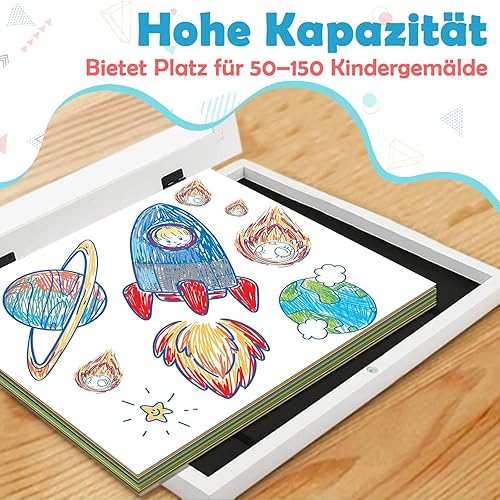 Dioxide Cadre Dessin Enfant A4, Cadre pour Dessin Enfant pour Photos D'Enfants, Cadre Photo D'art A4 Pliable Pour D'art, Photo (Blanc) - Nail Gallerys