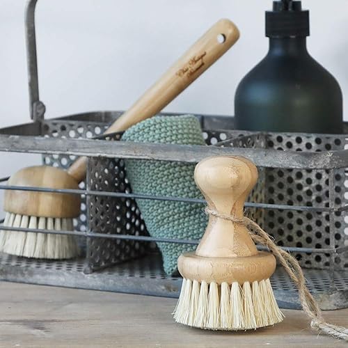 Brosse à légumes naturelle en bambou Tête de brosse en fibres végétales Accessoires de cuisine Brosse à champignons Brosse à fruits - Nail Gallerys