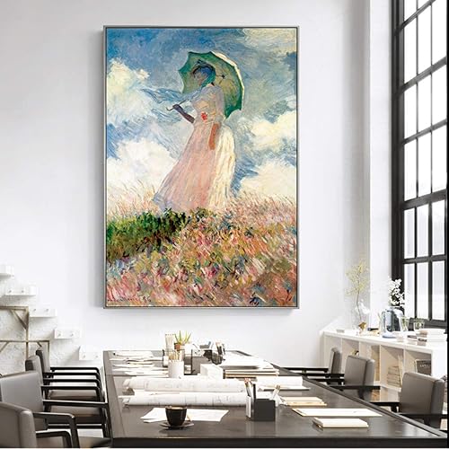 Rumlly Claude Monet Femme Avec Un Parasol Mur Art Toile Peintures Reproductions Impressionniste Célèbre Toile Art Prints Décor À La Maison 60x90cm Sans Cadre - Nail Gallerys