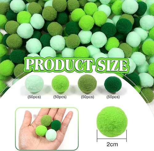 TOAOB Pompons 200pcs Pompons Loisirs Creatifs Vert Thème 20mm Petits Pompoms Artisanale pour Les Décorations de Bricolage Fournitures Couture Guirlandes Franges Projets et Artisanat - Nail Gallerys