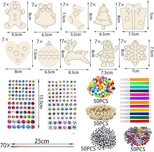 Lot de 354 pendentifs en bois à peindre - Pour enfants - Décoration de Noël à peindre - Décoration de Noël DIY - Nail Gallerys