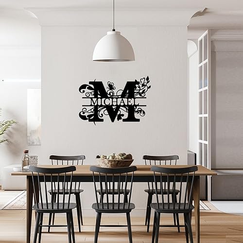 Plaque en métal personnalisée, panneau de nom personnalisé pour décoration murale d'extérieur et intérieur, monogramme avec lettre fendue, panneau de nom de famille personnalisé pour porte de maison - Nail Gallerys