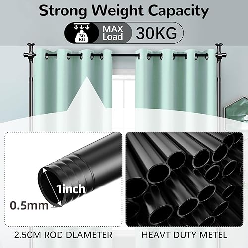 Tringle à Rideaux sans Percage, Separation de Piece Intérieur, Paravent Interieur Rideau Télescopique, Tringle à Rideaux Réglable pour Salon, Chambre à Coucher ou Bureau 122-304 cm (H), 71-289 cm (l) - Nail Gallerys