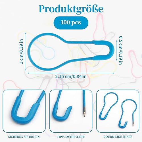 Lot de 100 épingles à nourrice en forme de poire - Petites couleurs pour vêtements et décoration - Aiguilles à tricoter en métal en forme de poire - Différentes quantités - Nail Gallerys