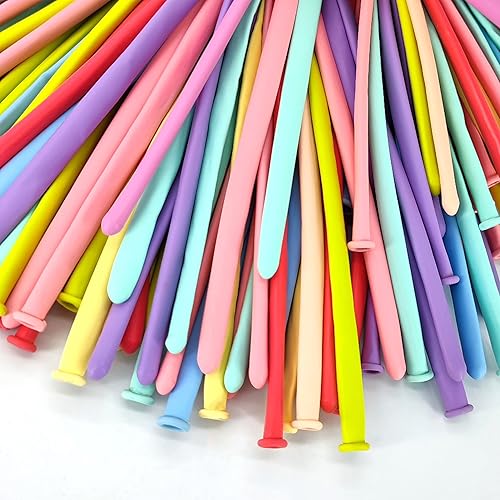 260Q Modélisation de longs ballons pour animaux avec pompe, ballons torsadés en latex magique couleur pastel pour fête d'enfants décoration de clown d'anniversaire 100 pièces - Nail Gallerys