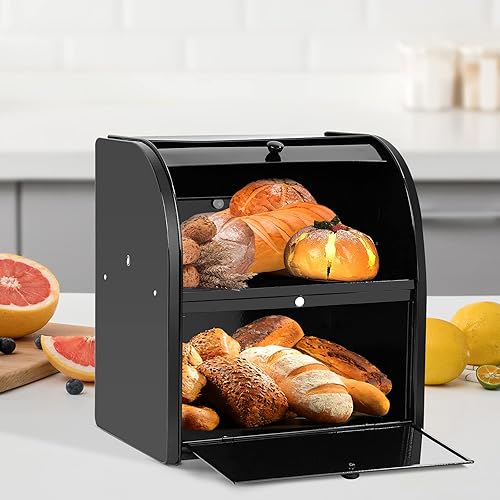 Hossejoy Boîte à pain en métal à double compartiment pour comptoir de cuisine (vert) - Nail Gallerys