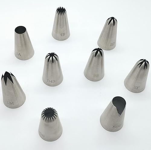 Lot de 9 grandes douilles pour glaçage de gâteaux et pâtisseries - Outils de décoration pour cupcakes et crème - Taille L - Nail Gallerys