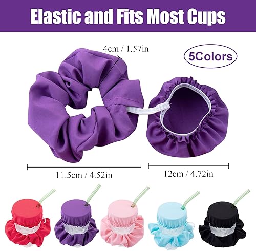 Bekecidi Lot De 5 Chouchou Protecteur de Boisson, Couvre-Boissons Anti-Pointes avec Trou de Paille, RéUtilisable Et Lavable, Pour La Plupart des Verres de Tasses Dans Les Fêtes de Bar (5 Couleurs) - Nail Gallerys