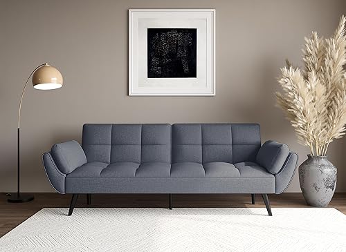 DecoInParis Canapé clic clac 3 Places en Tissu Gris foncé Nara - Nail Gallerys