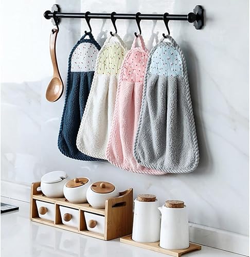 6 Pcs Suspendus Essuie-Mains Polaire Serviette Serviette Dabsorption Deau pour La Maison Cuisine Salle de Bains Beige - Nail Gallerys