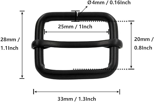 BIKICOCO 2.5 x 2 cm Boucles coulissantes, Boucles de réglage pour sangle, lanière - noir - 20 pièces - Nail Gallerys