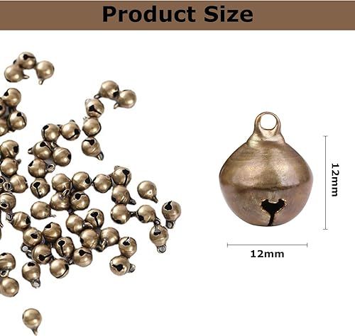 JDCMEI 100 Pièces Petites Clochettes, 12mm Bronze Antique Bells Clochettes de Noël en Cuivre Métal Jingle Bells Mini Grelot pour Décoration de Noël, Festival,Bricolage, Fabrication de Bijoux - Nail Gallerys