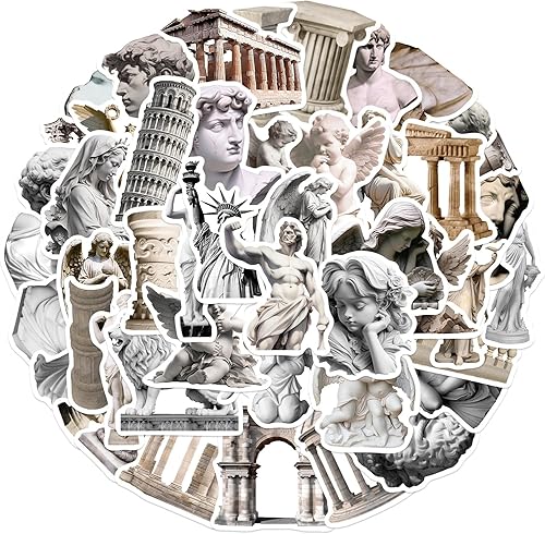 Lot de 50 autocollants statues d'art célèbres - Vintage - Histoire artistique - Vinyle imperméable - Pour ordinateur portable, skateboard, téléphone, adolescents et adultes - Nail Gallerys