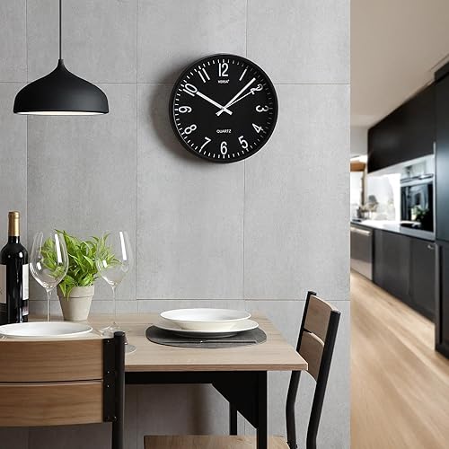 Versa Raven Horloge Murale silencieuse et décorative, pour Cuisine, Salon ou Salle à Manger – Facile à Lire, Dimensions (H x L x L) 20 x 4,3 x 20 cm, polypropylène, Gris - Nail Gallerys