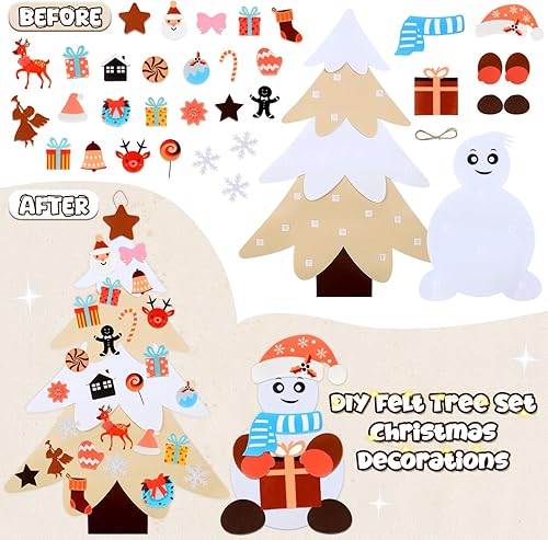 GEEKEO Sapin de Noël en Feutrine pour Enfant,DIY Sapin de Noël Montessori Lumineux Ornements pour Sapin Feutrine a Decorer Décoration Murales Porte,Cadeaux de Noël Pour Enfants (Rouge+Vert) - Nail Gallerys