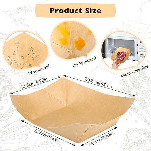 50 Pièces Barquette Frite，Barquettes en Carton Kraft，Boîte en Papier Kraft pour Salade，Frites Curry Intestin Salade Barbecue Sushi Snack - Nail Gallerys
