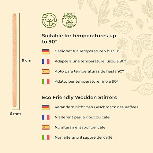 Touillette cafe jetables de bioexxe,agitateur café en bois biodégradables et compostables, résistantes à la chaleur (500 dans la boîte) - Nail Gallerys